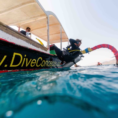 Diving from Jukung in Menjangan Marine Park, boat dive, traditional fishing boat thumbnail