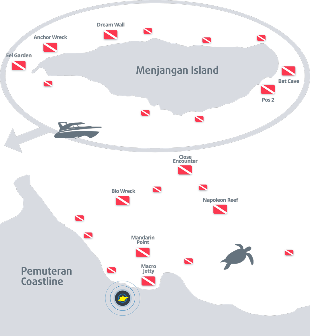 Menjangan & Pemuteran Dive Sites Map